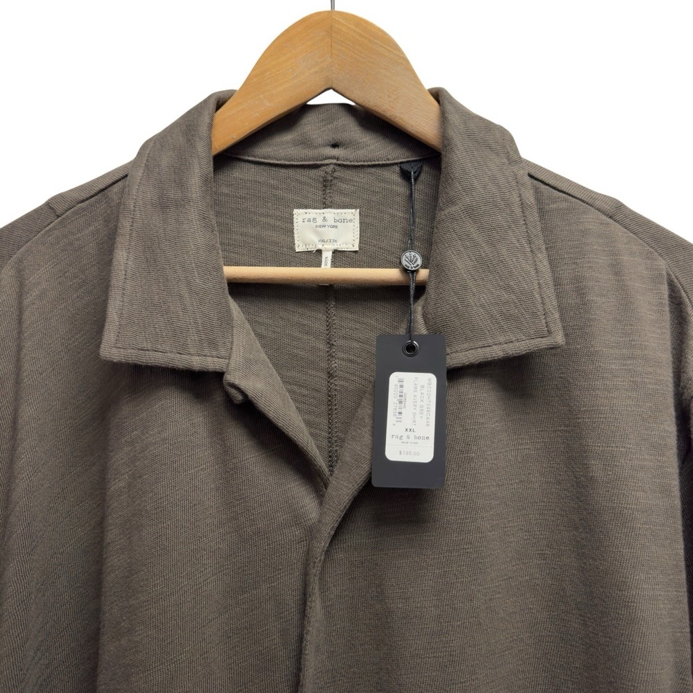 Rag & Bone NEW $195 Mens Sz XXL Black/Gray Button Front Cotton Flame Avery Shirt